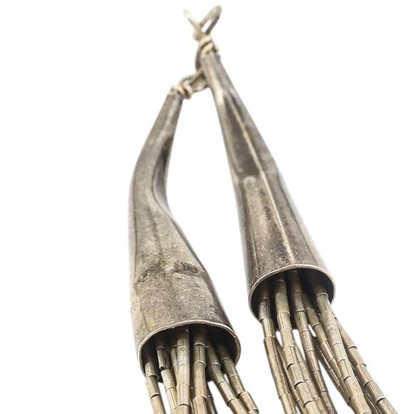 Vintage Santo Domingo Turquoise Sterling Silver Heishi Necklace 10-Strand - Picture 6 of 10